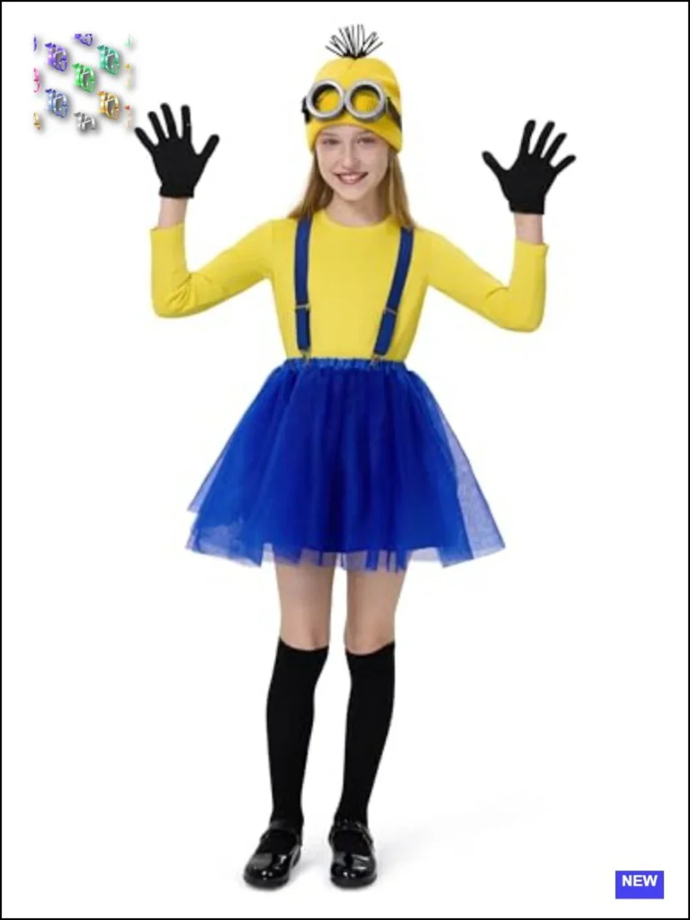 Girls Halloween Tutu Costume Set Long Sleeve Shirt with Hat Gloves Suspenders
